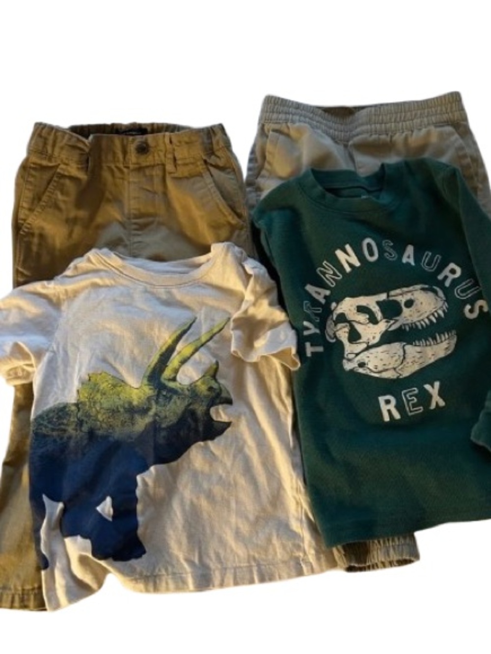 Kids Dinosaur Graphic Tee & Thermal Top - Green and White 2 Pair Uniform Pants